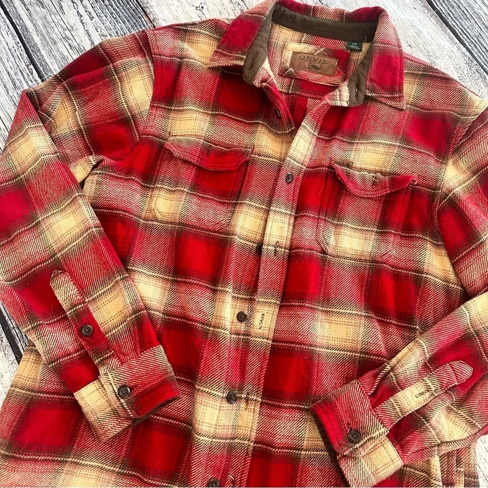 Orvis Big Bear Heavyweight Double Brushed Flannel Button Down Shirt with Pockets